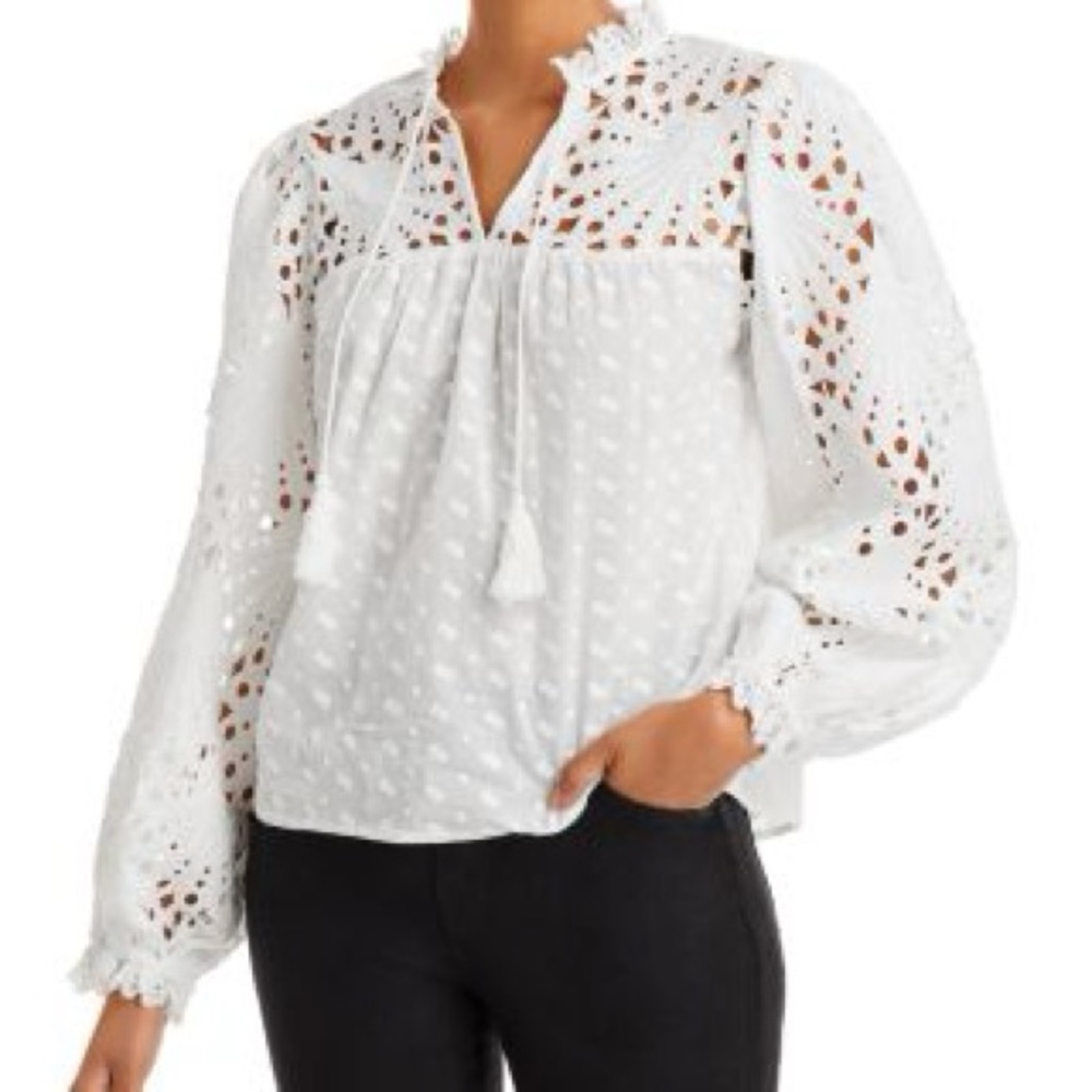 NWT Aqua Elegant White Eyelet Blouse